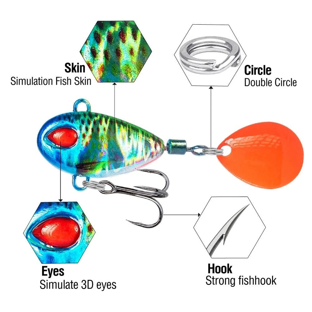 Vib Bait with Realistic Action & Flashing Spinner for Fishing