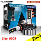 2X 9005 HB3 LED Headlight Bulbs for NOVSIGHT (Hi/Lo Beam, 8000LM, 6500K)