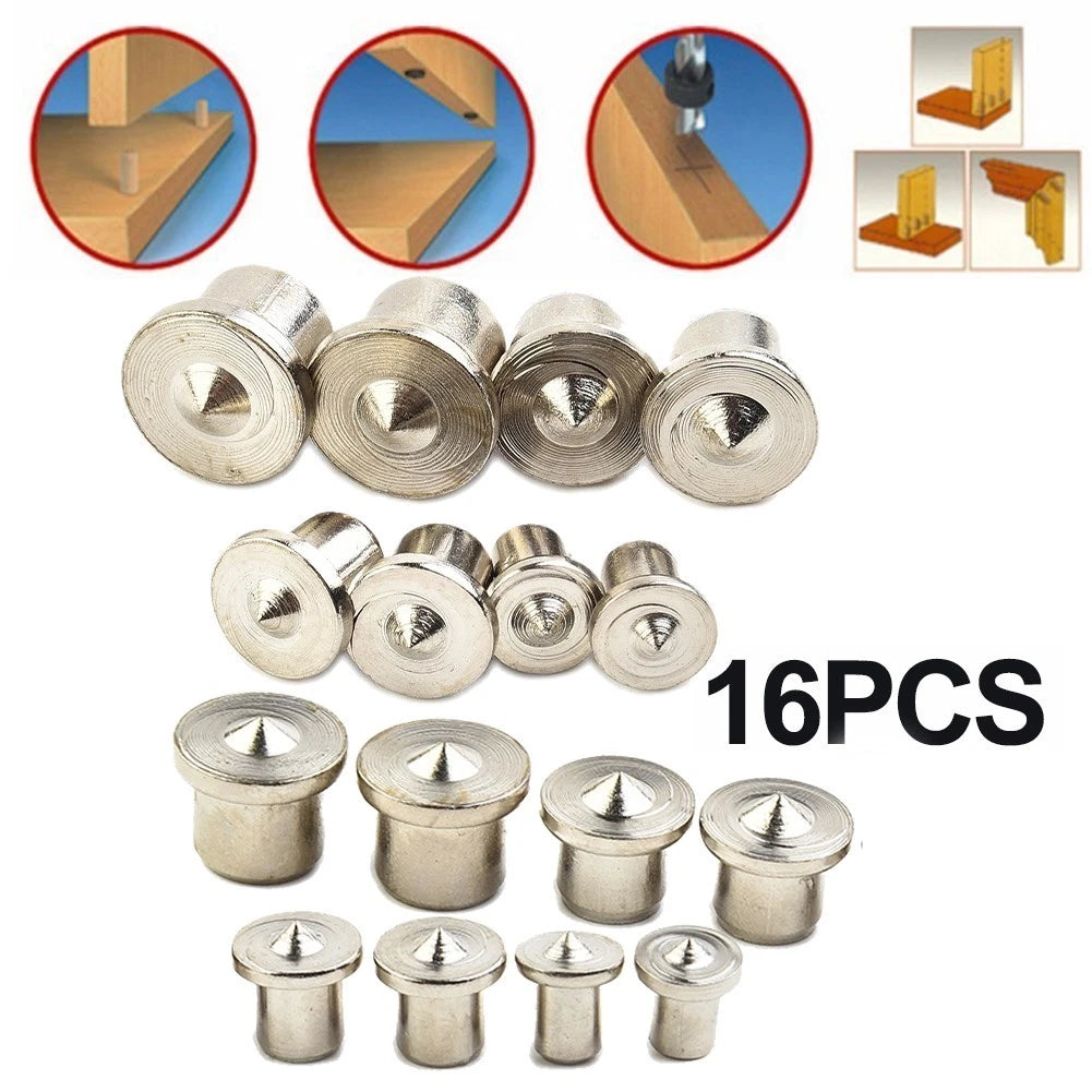 16Pcs Precision Dowel Center Positioning Markers for Woodworking (6-12mm)