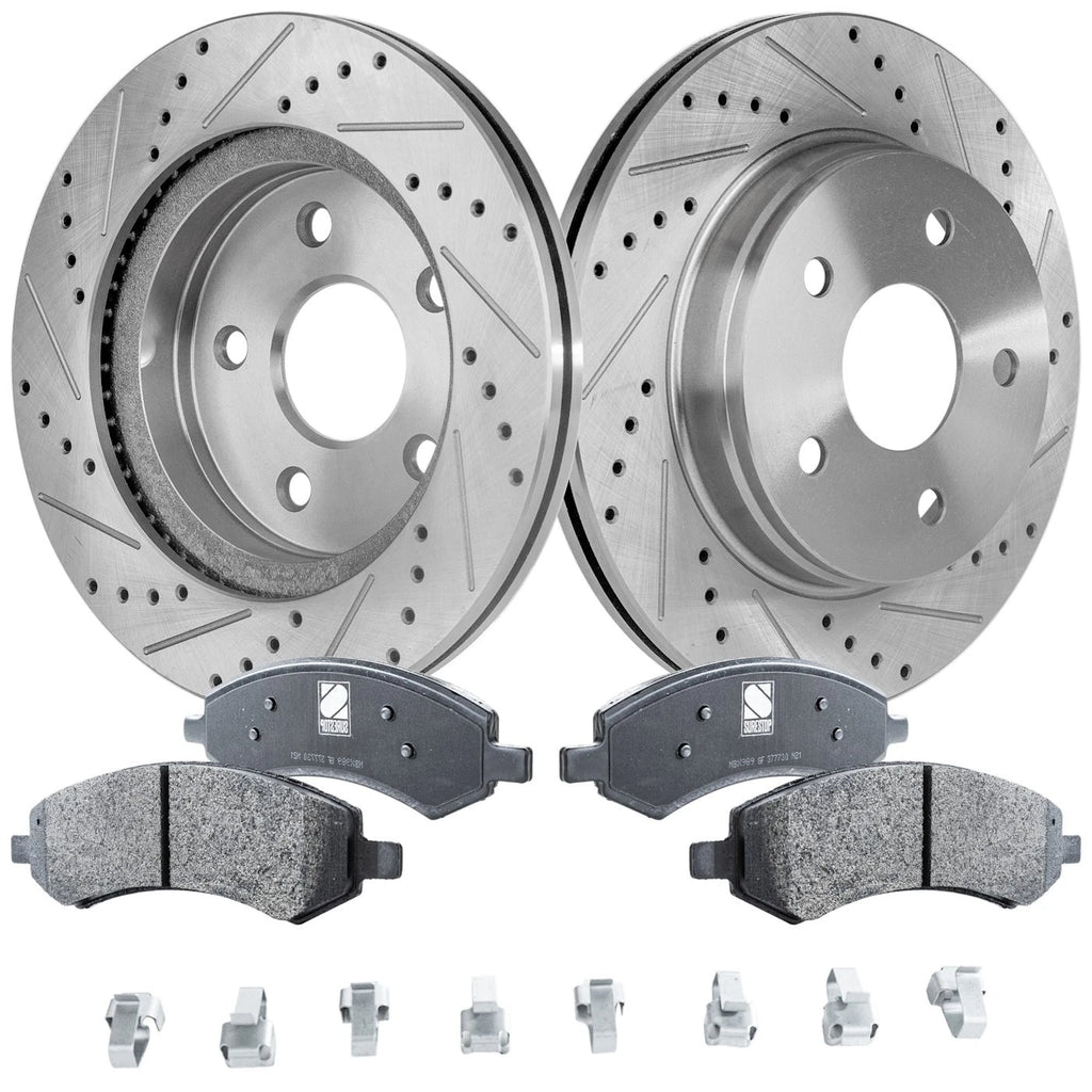 Front Brake Disc Rotors and Pads Kit for Ram 1500 Classic, Dakota