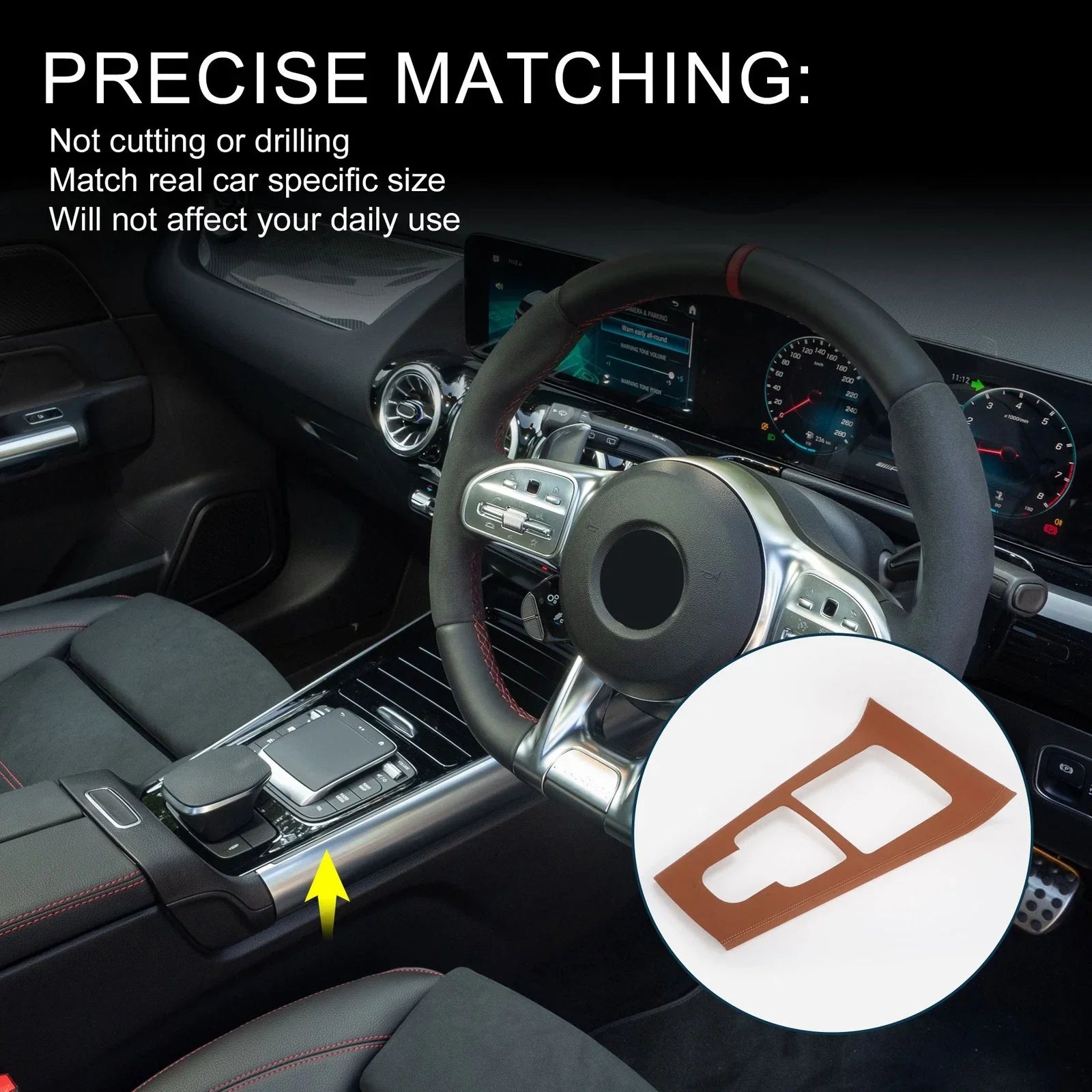 Center Console Panel Sticker for Mercedes-Benz GLA Class (2020-2021) Brown
