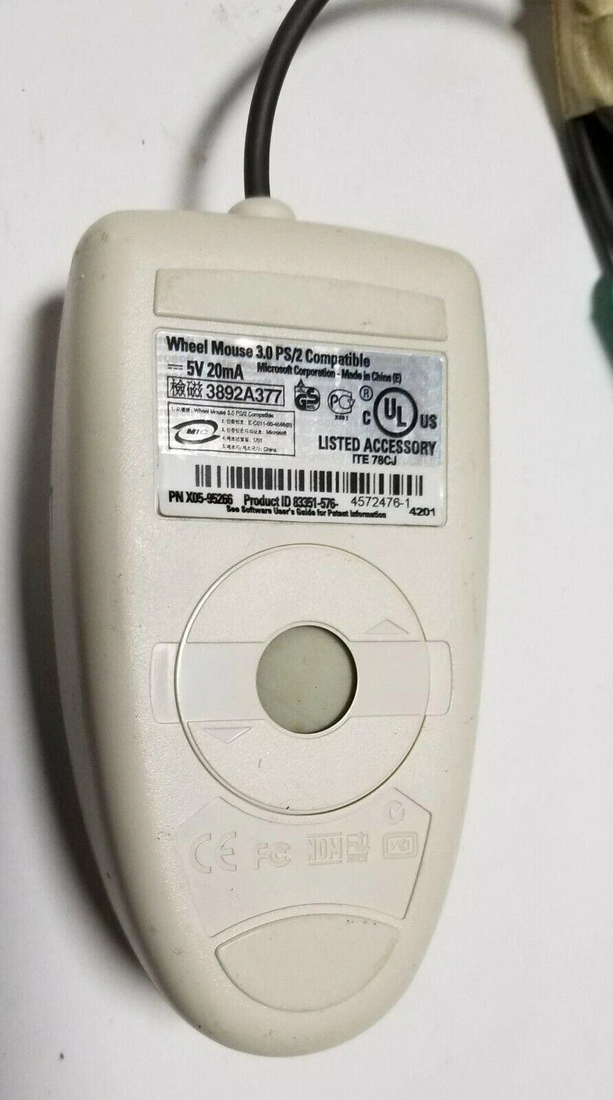 Wheel Mouse 3.0 for Microsoft X05-95266 (PS/2)