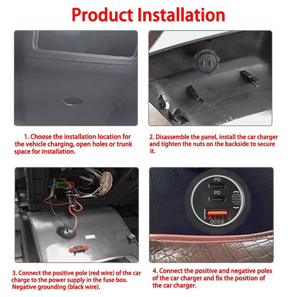 12V 24V USB Fast Power Charger Socket for Car Boat RV Marine (2010–2023)