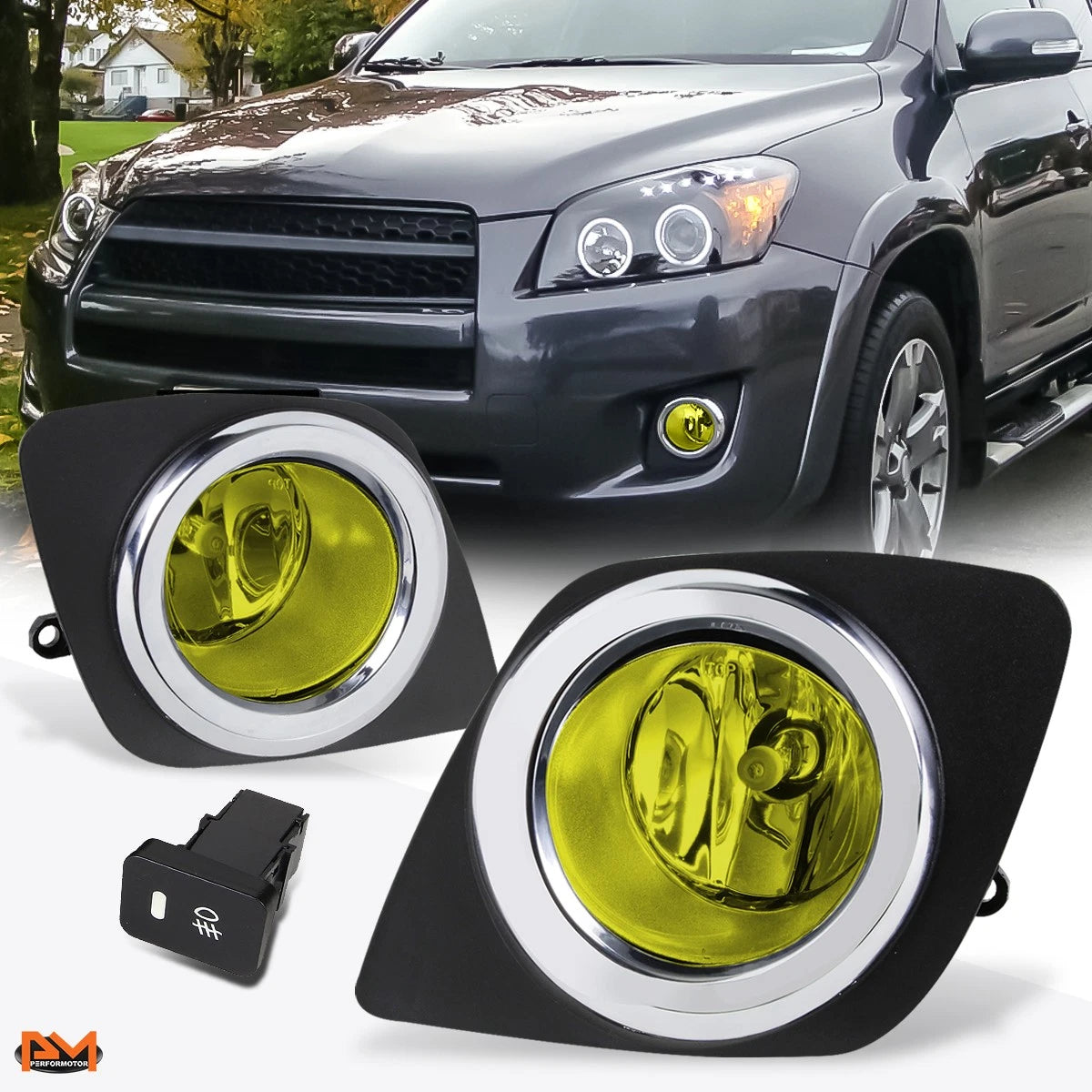 Fog Light Set for Toyota RAV4 XA30 (2009–2012) - Amber Lens, Bezel, Switch