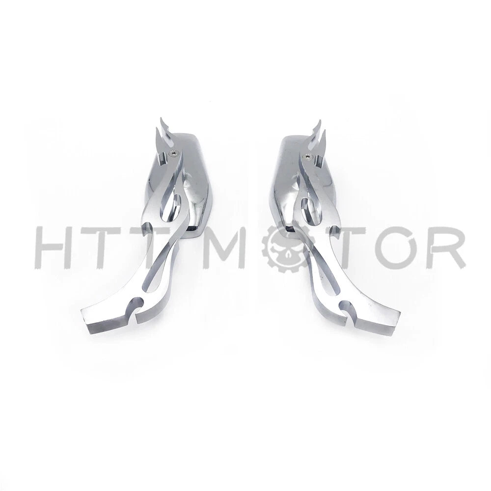 Chrome Tapered Teardrop Rearview Short Stem Mirrors for Harley Motorcycle
