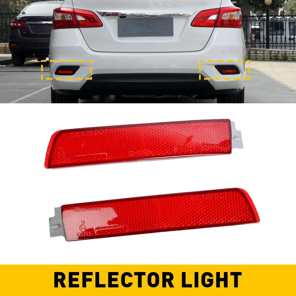 Set of 2 Rear Bumper Reflector Lamps for Nissan Sentra (2013–2018)
