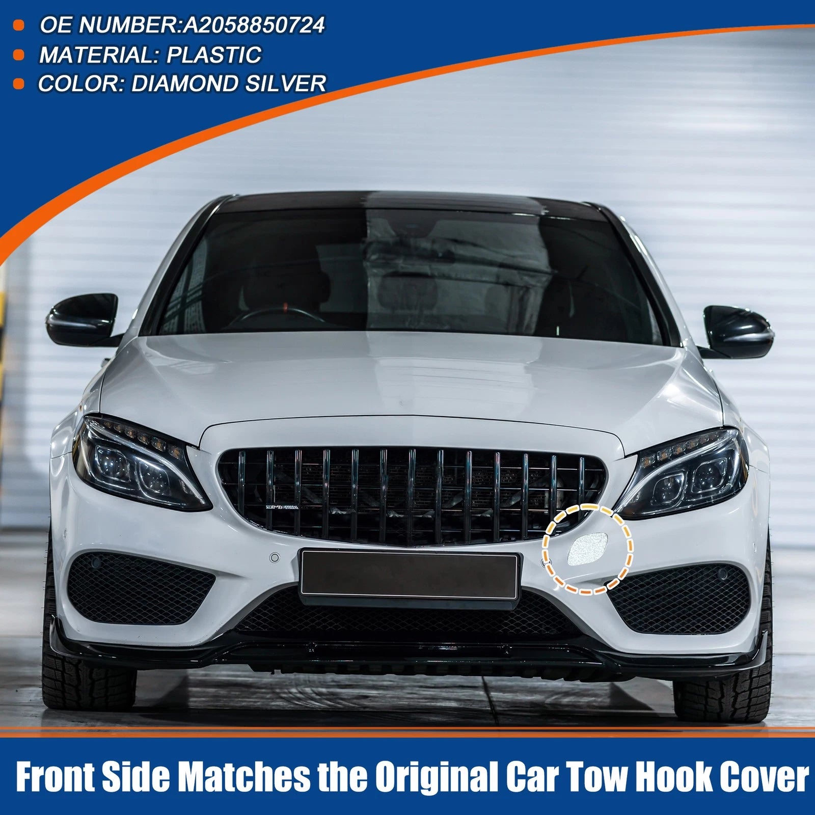 Tow Hook Cover for Mercedes-Benz (2015–2020) No.A2058850724 Diamond Silver