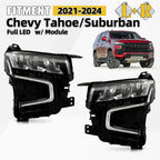 Full LED Headlight Lamp Set for Chevy Tahoe/Suburban (2021–2024)