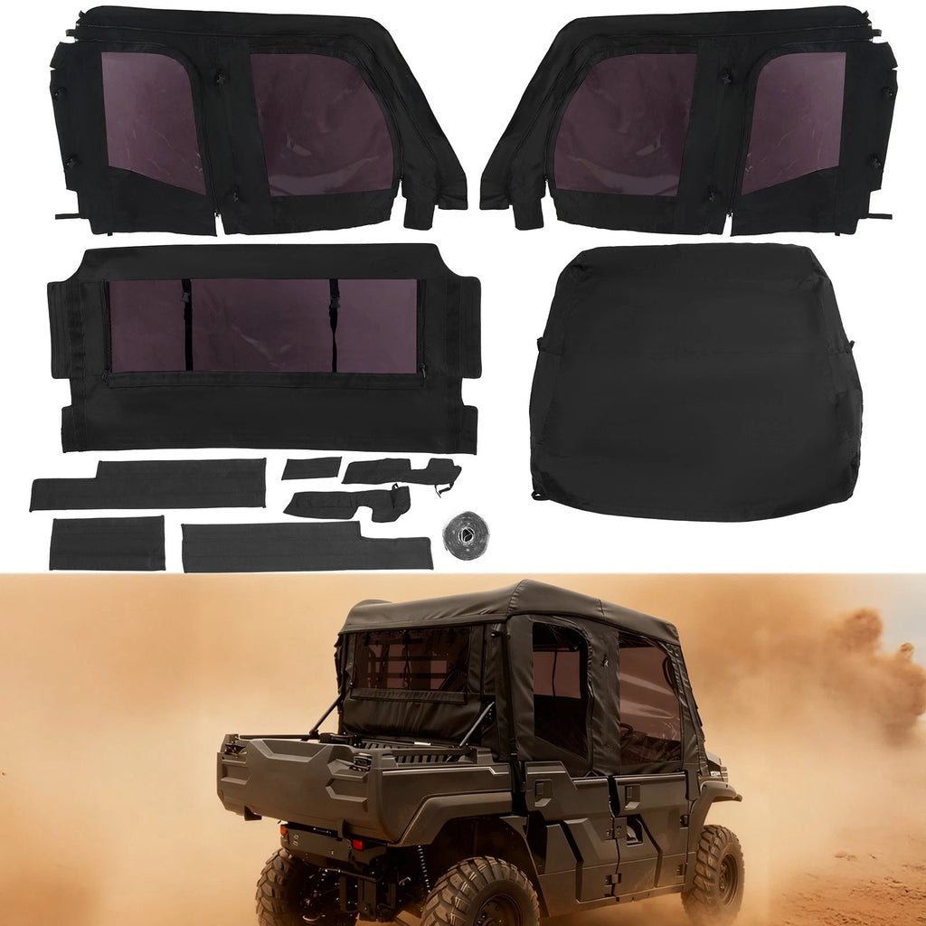 Soft Black Roof for Kawasaki Mule Pro FXT (2015–2023) with PVC Doors & Window