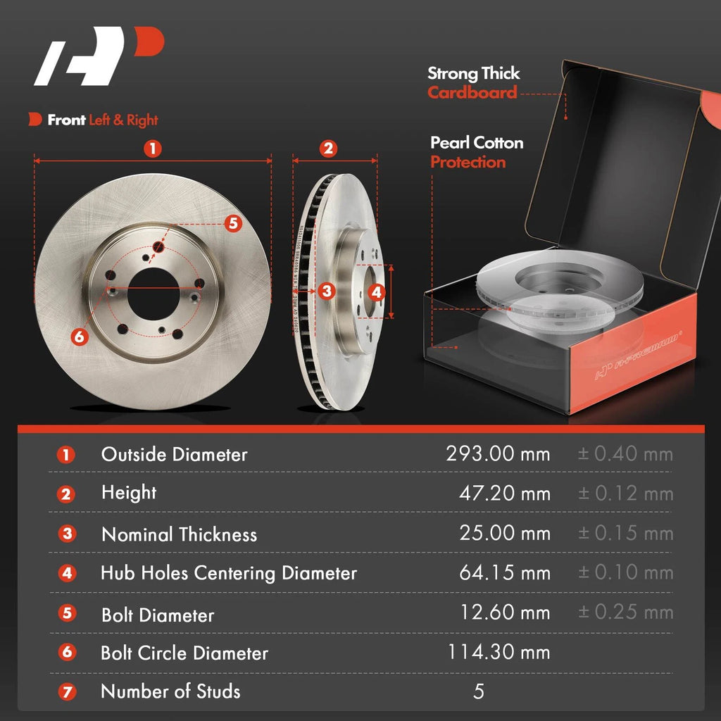 Front Disc Brake Rotors & Ceramic Pads for Honda Accord (2013–2022)