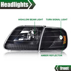 Amber Black Headlights & Corner Lights for Ford F150 Expedition (1997–2003)