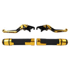 Gold Extendable Brake Clutch Levers & Handlebar Grips for Aprilia Tuono V4