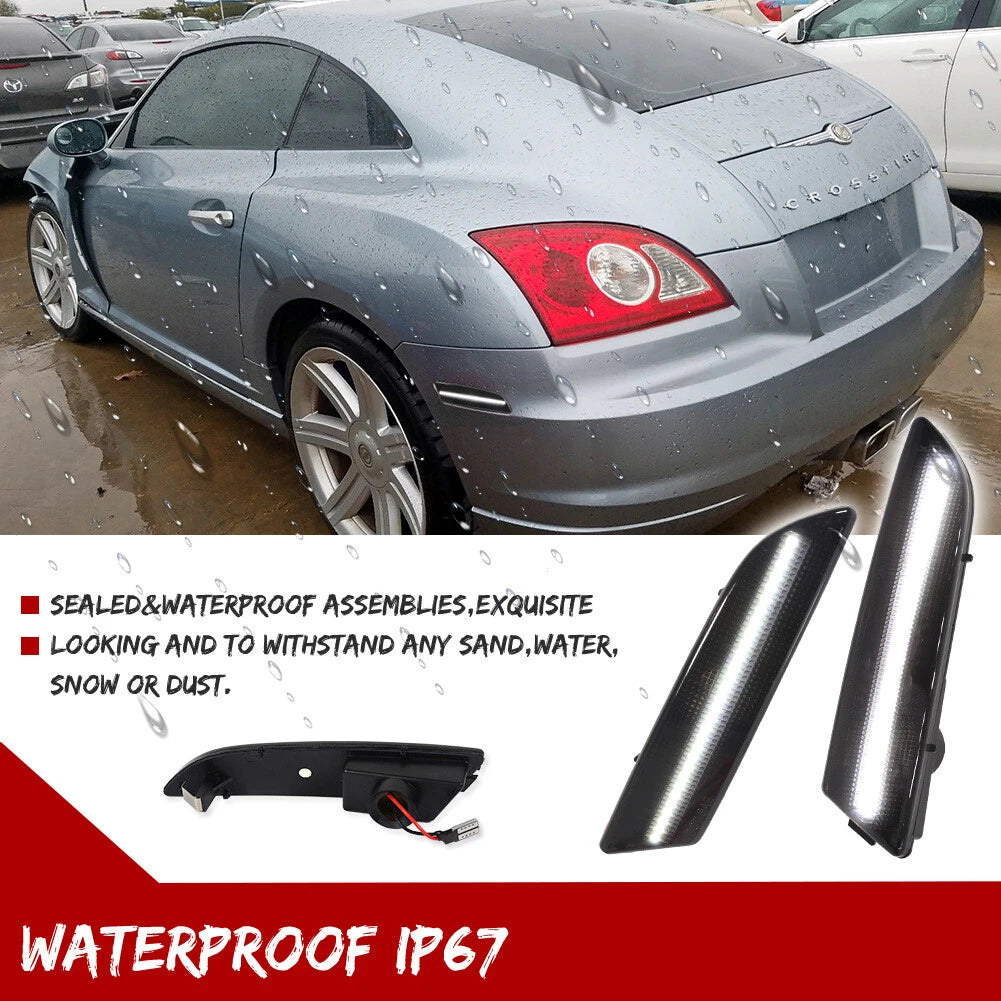 Set of 2 White LED Bumper Side Marker Lights for Chrysler Crossfire (2004–2008)