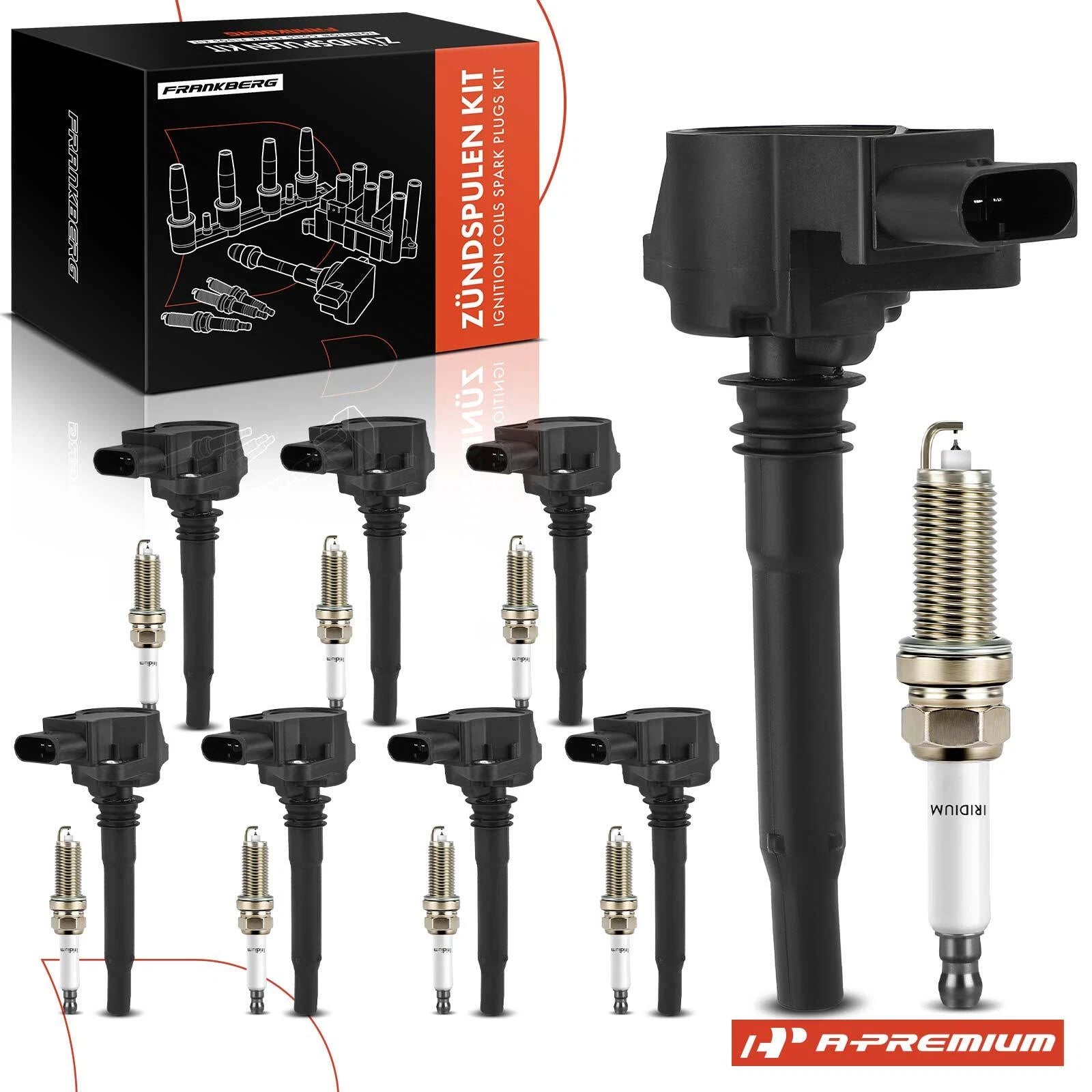 Set of 8 Ignition Coils & Spark Plugs for Mercedes-Benz 