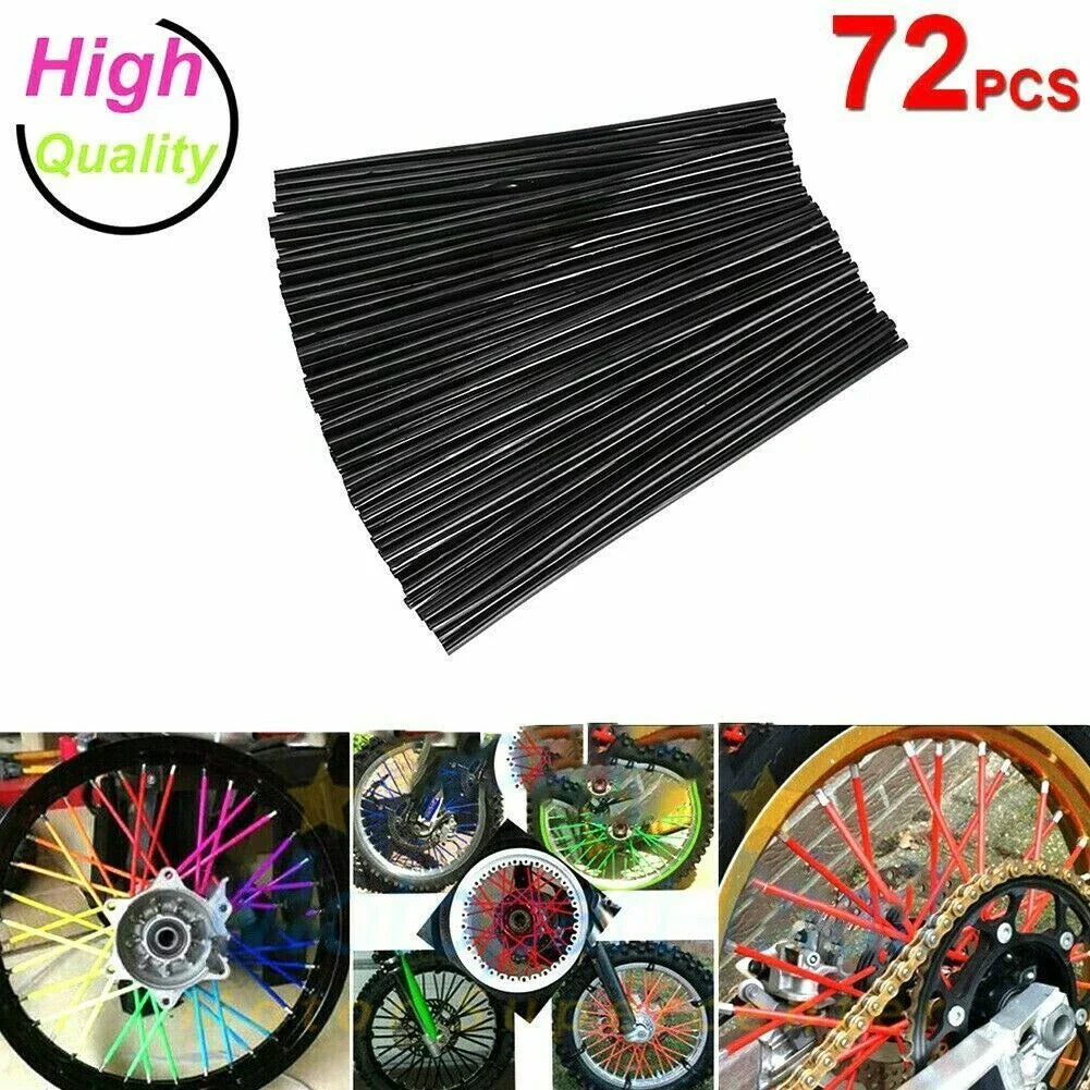 72pcs Black Wheel Spoke Wraps for Motorcycle Dirt Bike CRF EXC YZF