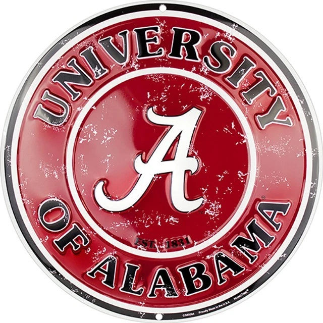 12" Round Metal Sign for University of Alabama Crimson Tide (NCAA)