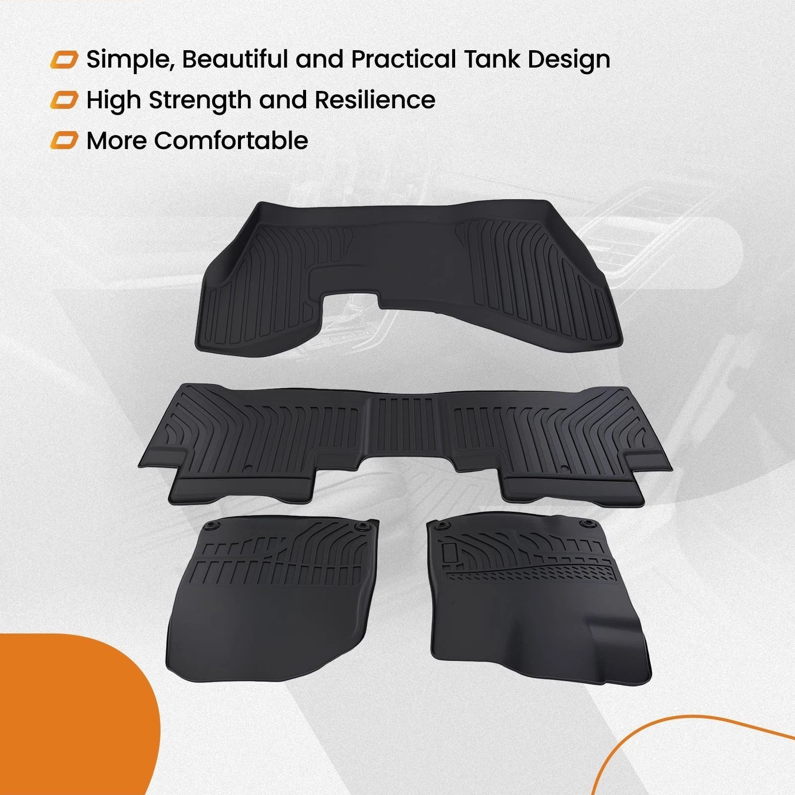 Set of 4 Black Non-Slip TPE All-Weather Floor Mats for Acura MDX (2014–2020)