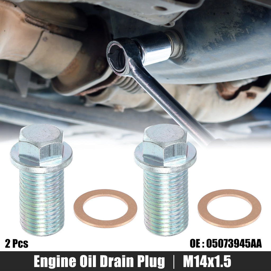 2X M14x1.5 Engine Oil Drain Plug Screw w/ Seal Ring for Dodge 
