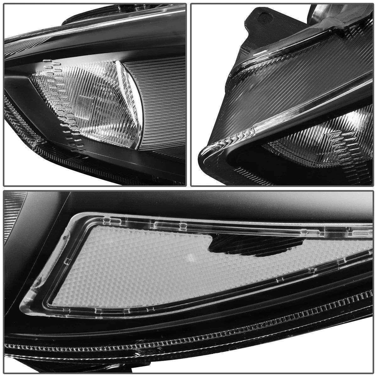 Pair of Black/Clear Signal Headlight Lamps for Ford Focus (2015–2018)