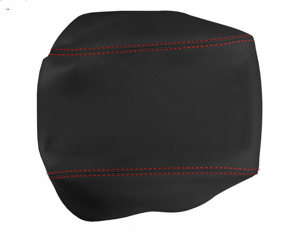 Leather Console Lid Armrest Cover for Volkswagen Tiguan (2009–2017) Red Stitch