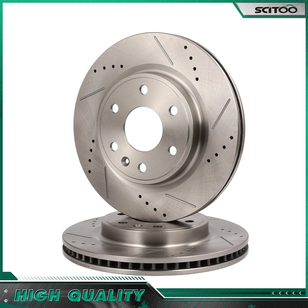 Front Drilled Slotted Brake Rotors for Buick Enclave Saturn Outlook (2008–2017)