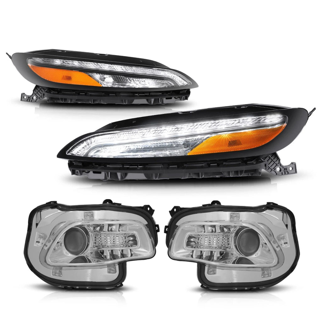 LED Daytime Running Lamps Projector Headlights for Cherokee (2014–2018) Chrome