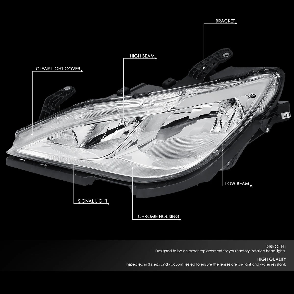 Chrome/Clear Headlight Lamps for Chrysler Pacifica Voyager (2017–2020)