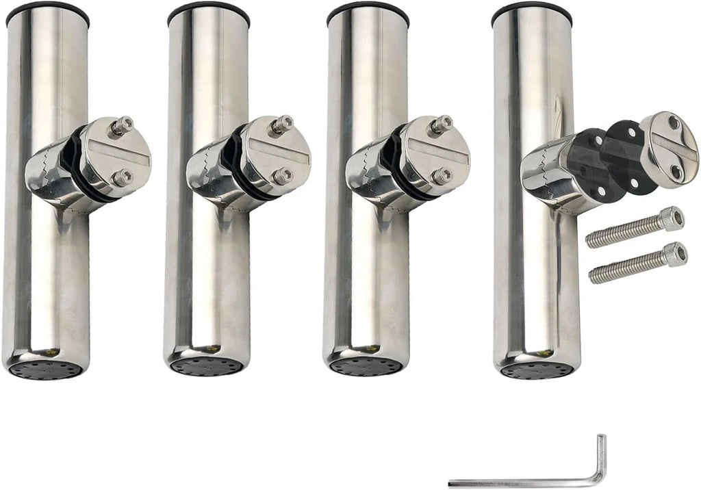 4 Pack Fishing Rod Holders for Clamp on 7/8"-1" Stainless Steel with Rubber Padding
