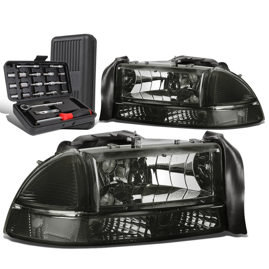 Smoked Headlight & Clear Bumper Lamp Set for Dakota Durango (1997–2004)