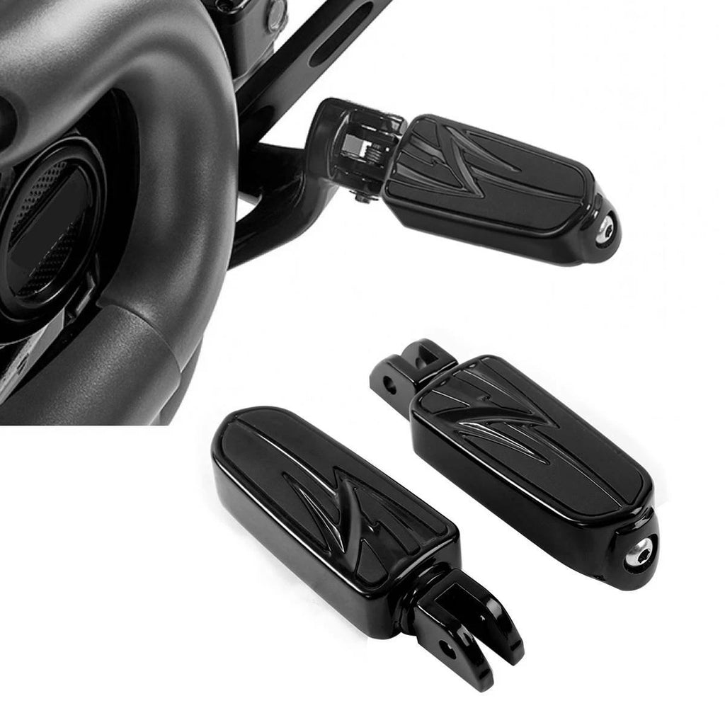 Black Driver Rider Foot Pegs for Harley Fat Bob Softail (2018–2025)