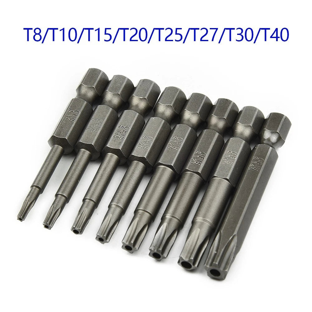Set of 8 Bit Screwdrivers T8/T10/T15/T20/T25/T27/T30/T40 for Automotive