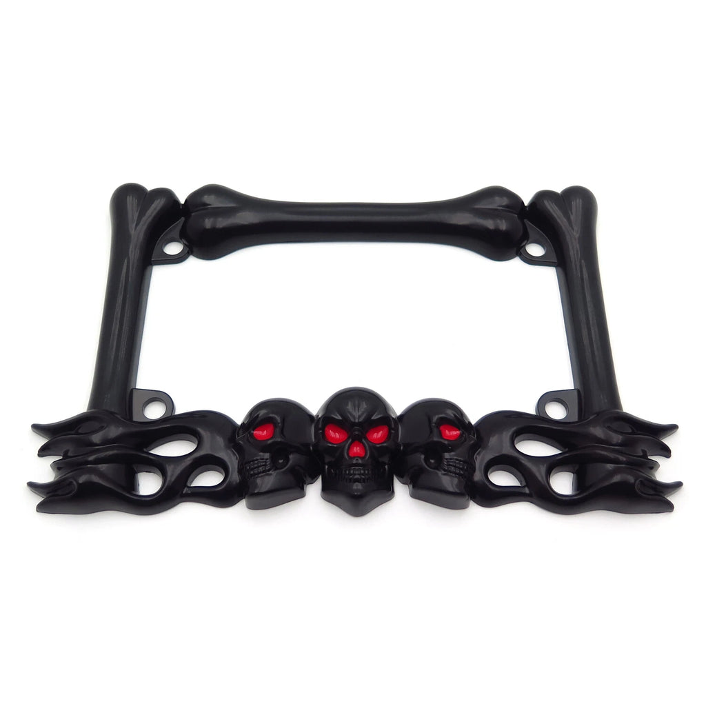 3D Skull Flame Bones License Plate Frame for Harley-Davidson