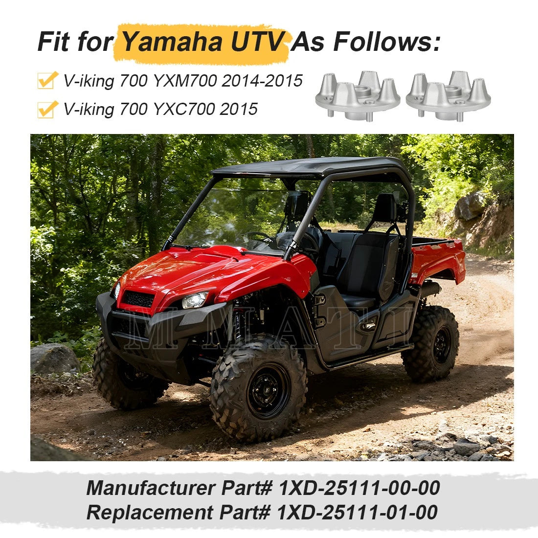 2 Front/Rear Wheel Hub for Yamaha YXM700 YXC700 (2014–2015) 1XD-25111-00-00