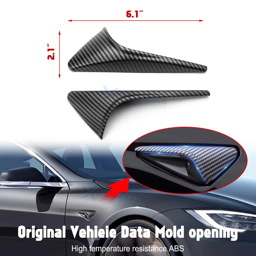 Carbon Look Side Camera Decor Cover Trim for Tesla Model 3 (2024-2025)