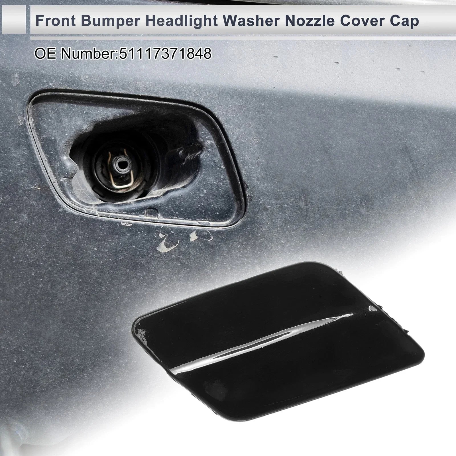 Front Right Washer Nozzle Cover Cap for BMW 335i GT xDrive Black