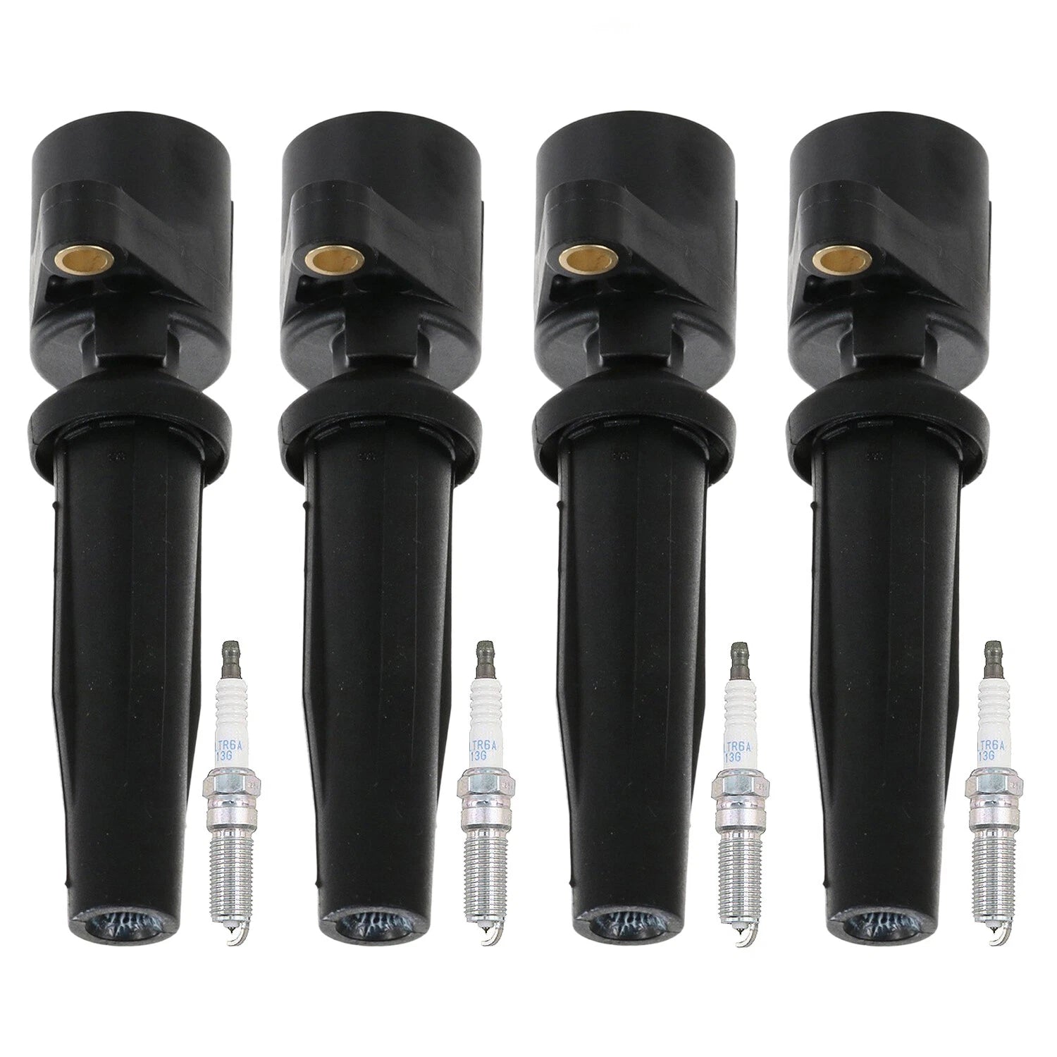 Set of 4 Ignition Coils & NGK Laser Iridium Spark Plugs for Ford Escape (2001–2007)