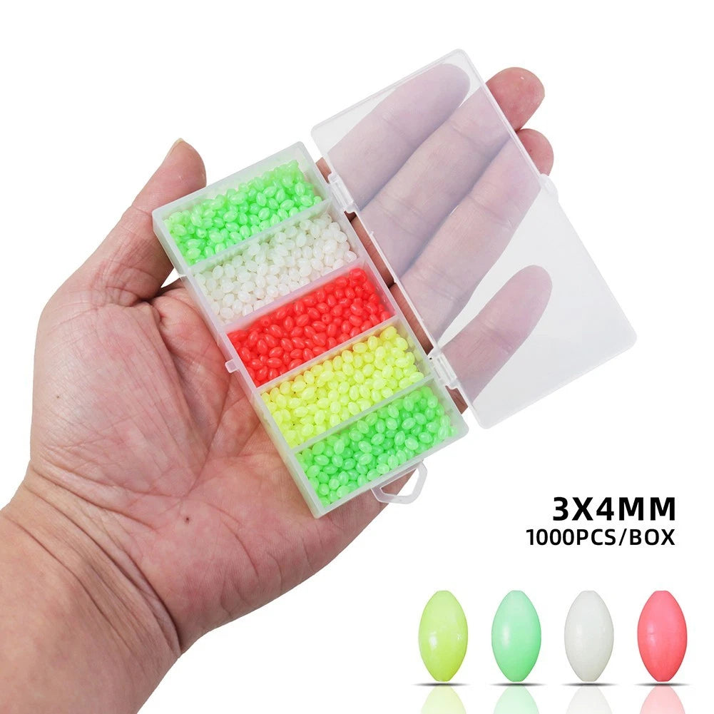 Set of 1000 Glow in the Dark Fishing Beads 3x4mm Plastic Lure Bait