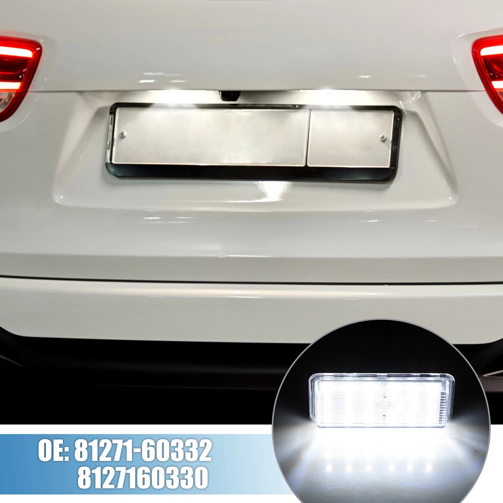 2X White LED License Plate Light 81271-60332 3528SMD for Toyota Land Cruiser (2008–2021)