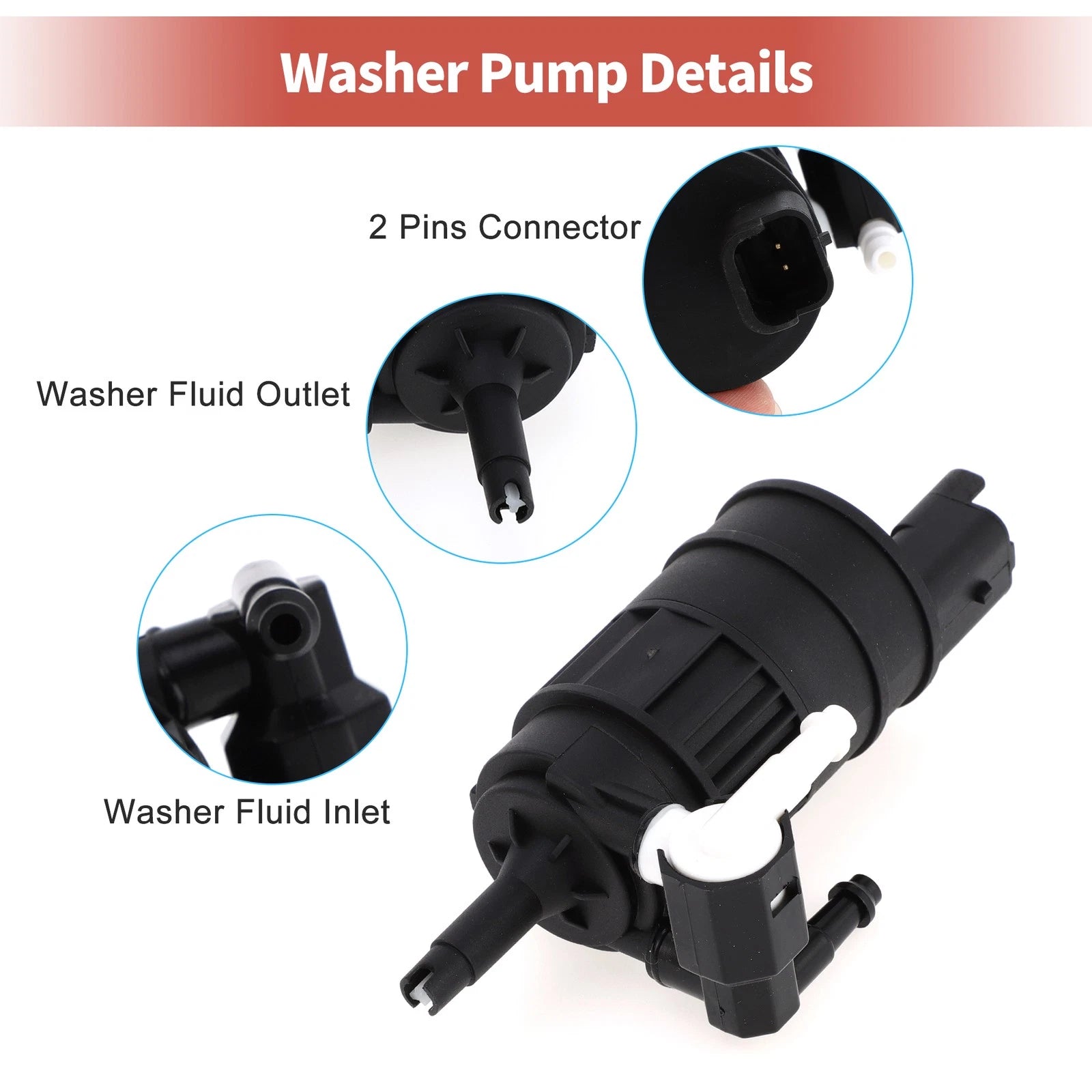 Windshield Washer Pump w/Grommet for Nissan (No. 28920BU000)