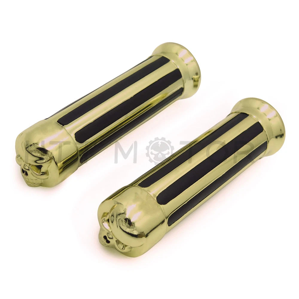 Skull Hand Grips for Harley XL 883 Hugger Sportster (7/8", Gold)