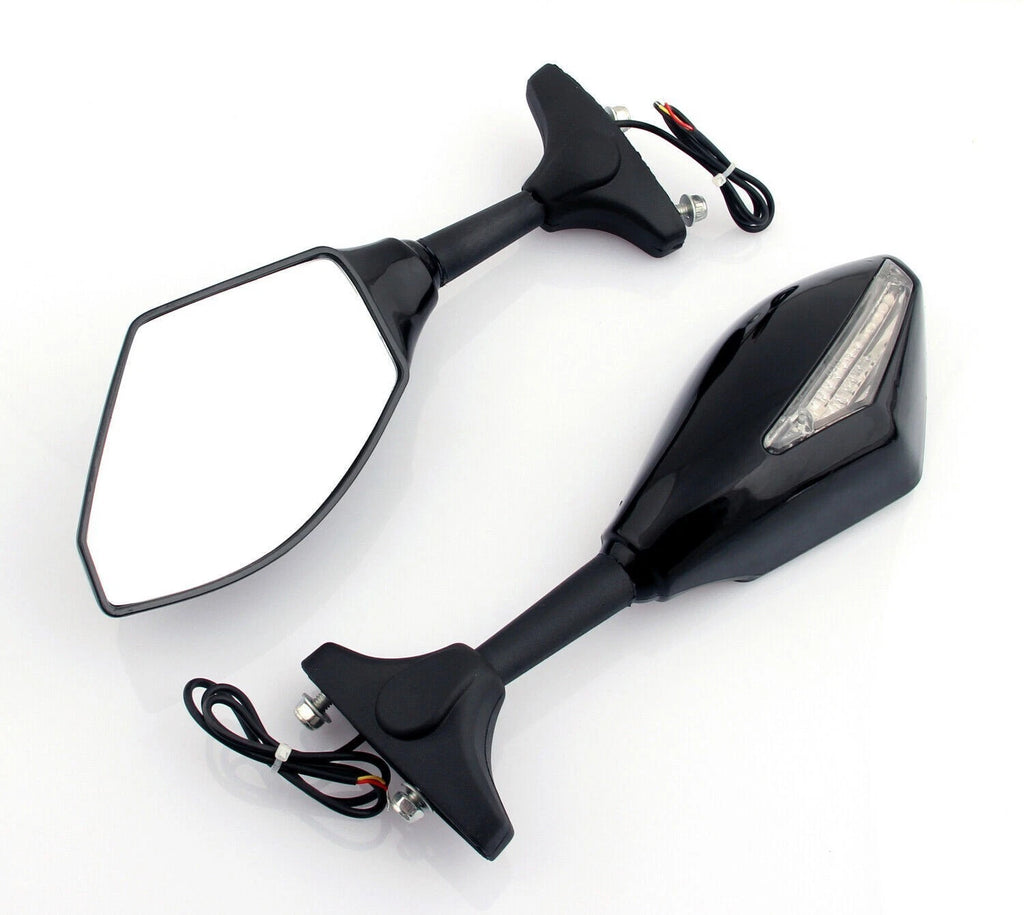 LED Turn Signal Mirrors for Honda Kawasaki Suzuki Yamaha (Universal) BLACK