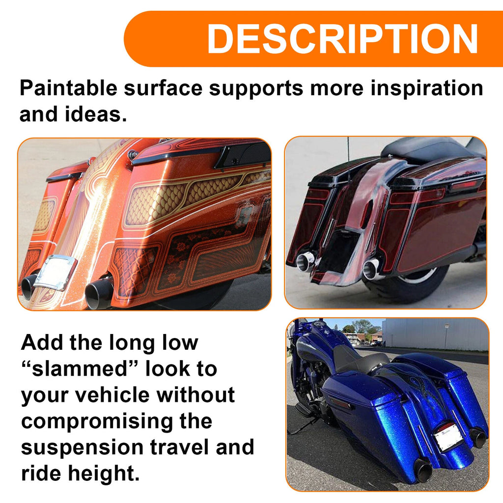 5" Stretched Hard Saddle Bags for Harley Road King, Street Glide (2014–2024)