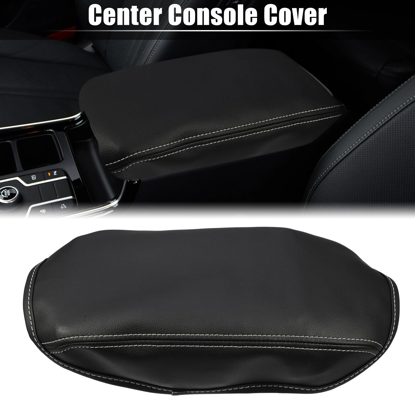 Center Console Cover Pad for Subaru Forester (2019–2023) Black Gray Stitches