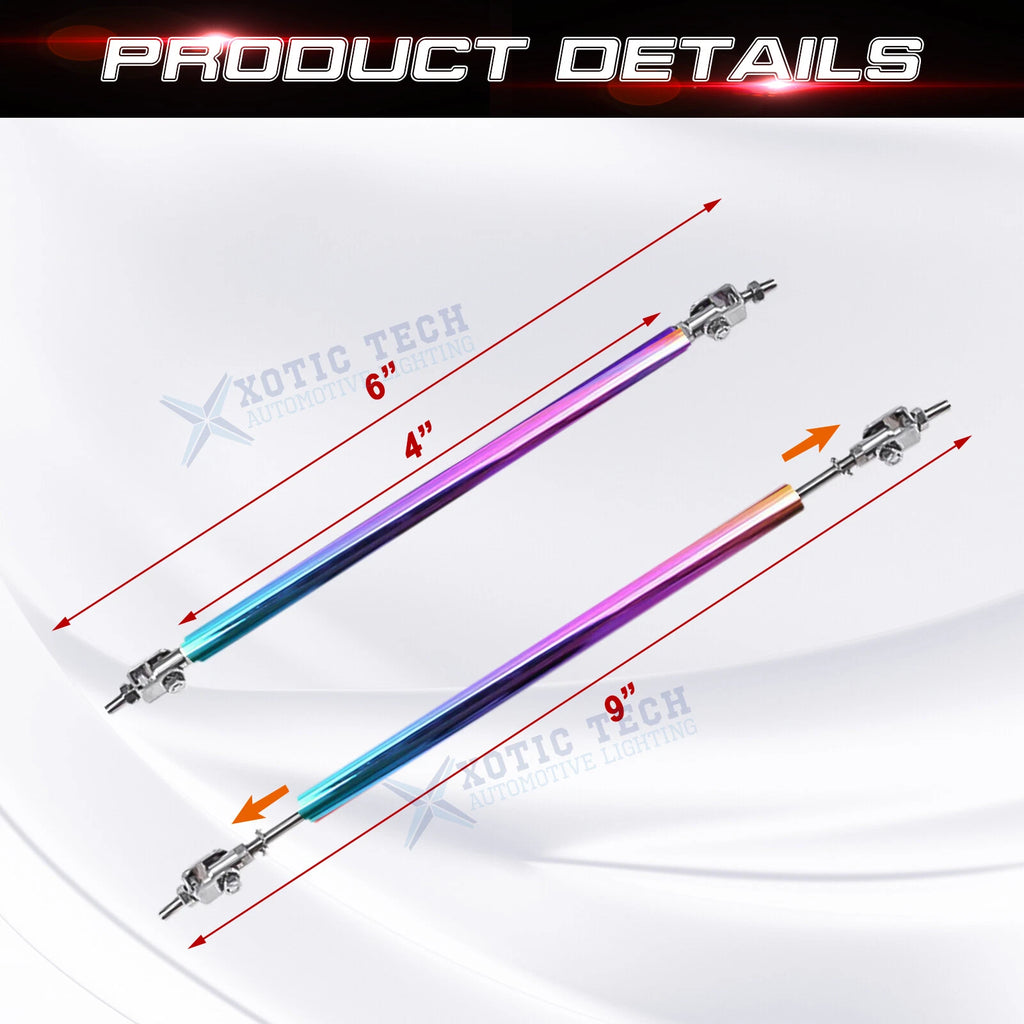 JDM Style Front Bumper Lip Strut Rod Tie Support Bars for 6-9" (2020-2024)