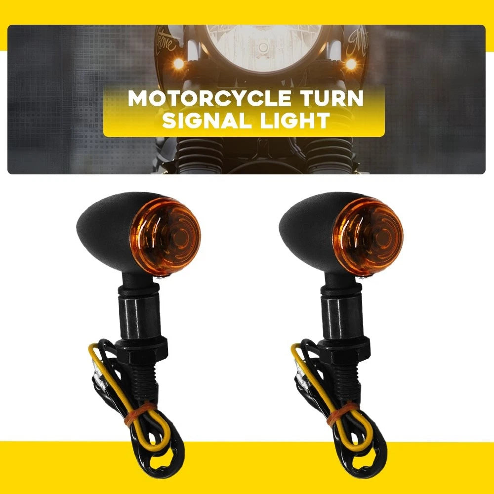 2X Amber LED Turn Signals for Harley Honda Chopper Bobber (EXV)