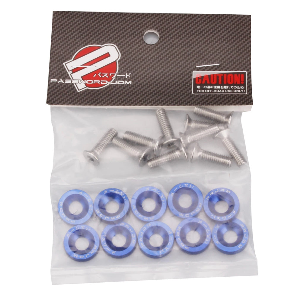 50Pcs Blue Billet Aluminum Fender Bumper Washer Dress Up Kit for JDM Vehicles