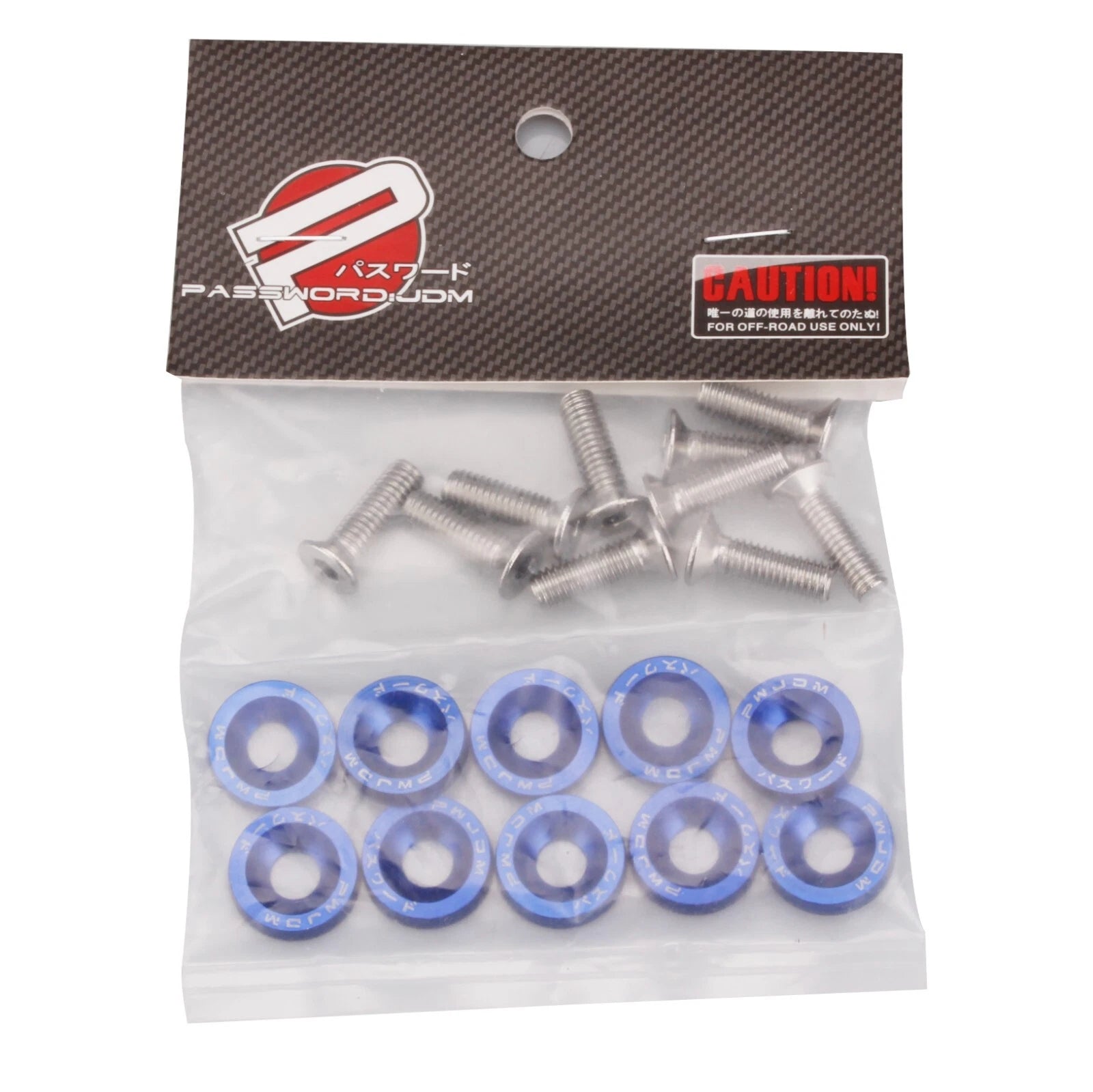 50Pcs Blue Billet Aluminum Fender Bumper Washer Dress Up Kit for JDM Vehicles