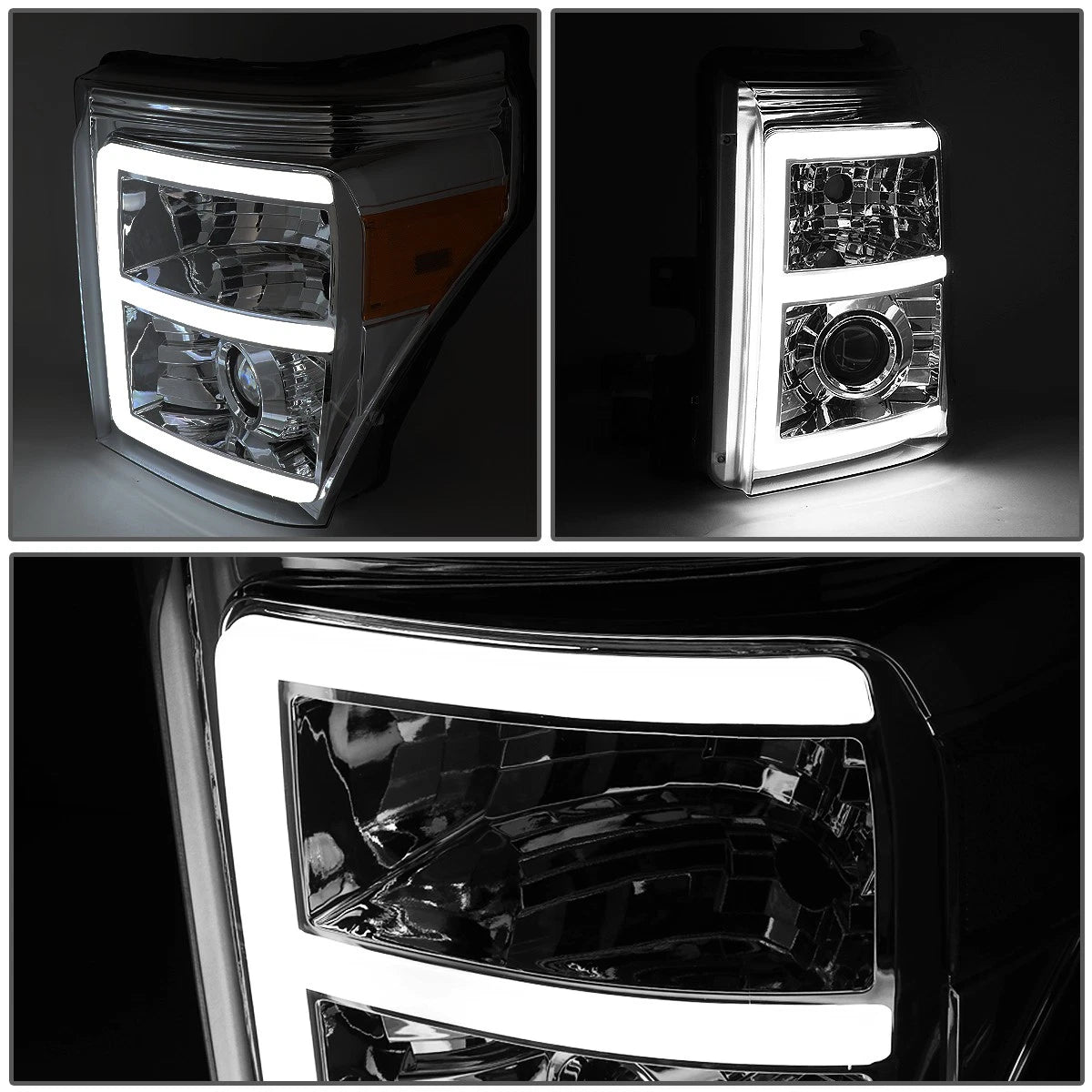E-Bar LED Smoked Amber Projector Headlight for Super Duty (2011–2016)