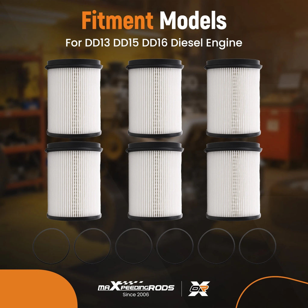 6-Pack Fuel Filter Elements for Detroit DD13/DD15/DD16 (2010–2017)