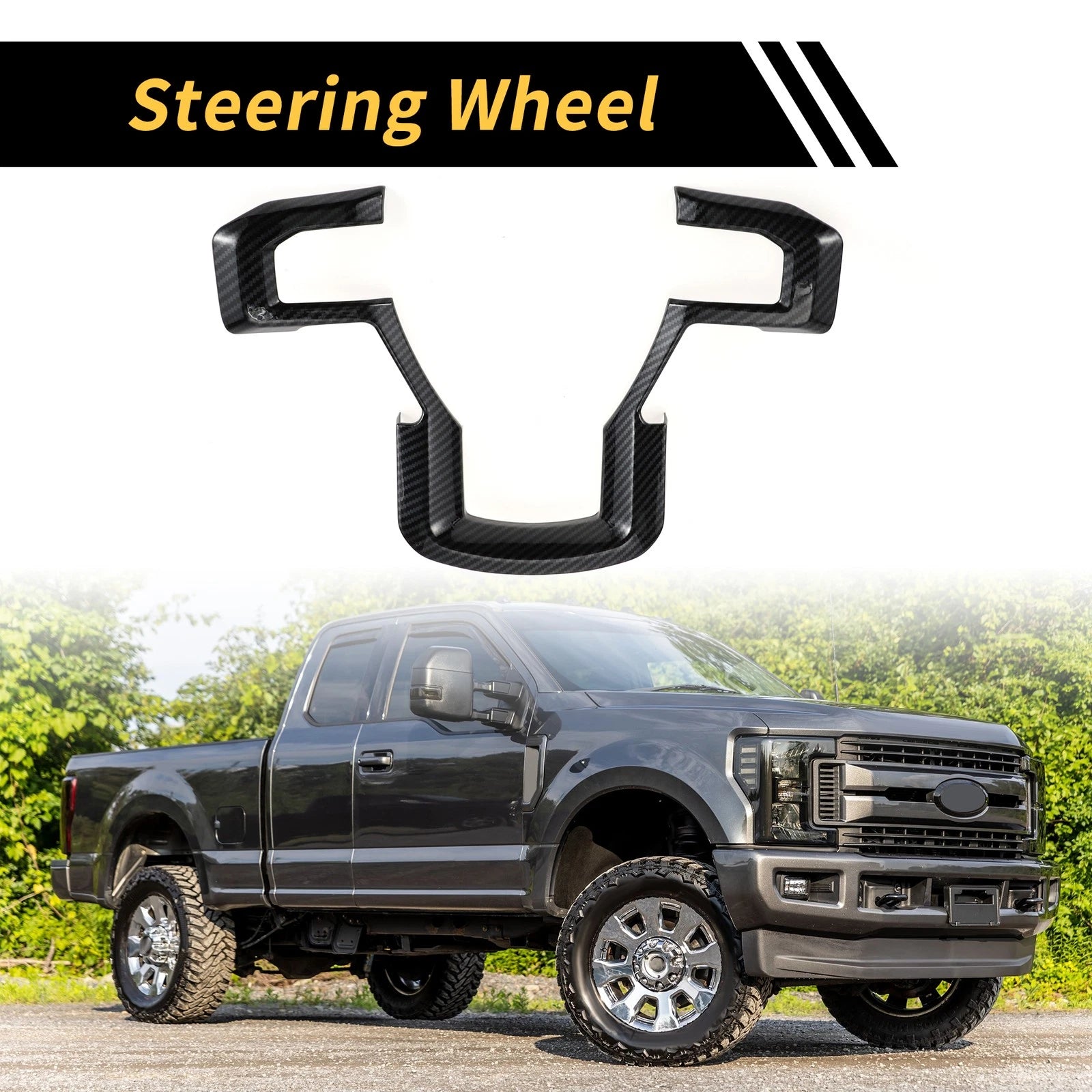 1 Pcs Carbon Fiber Steering Wheel Cover Trim for Ford F-150 (2015–2020)